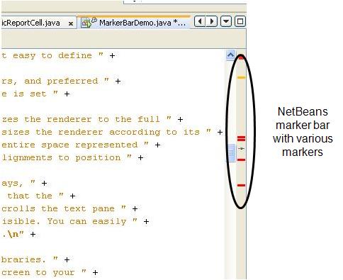 NetBeans screen shot showing its error stripe